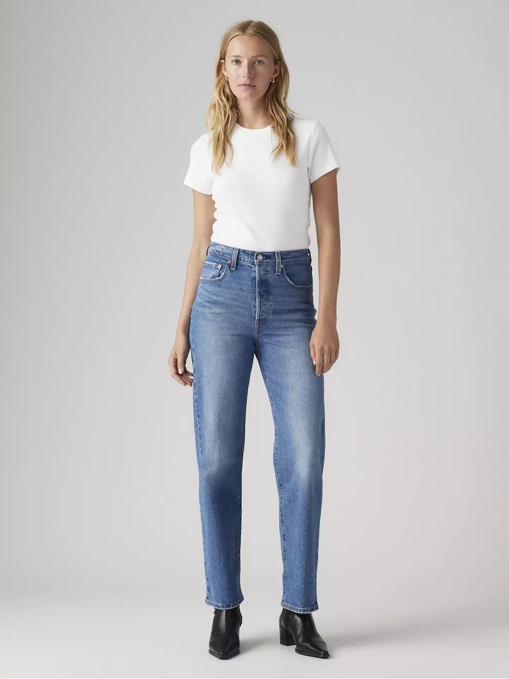 Levi’s Ribcage Straight Ankle Jeans 24 High Rise Jean Medium Wash 90s Denim
